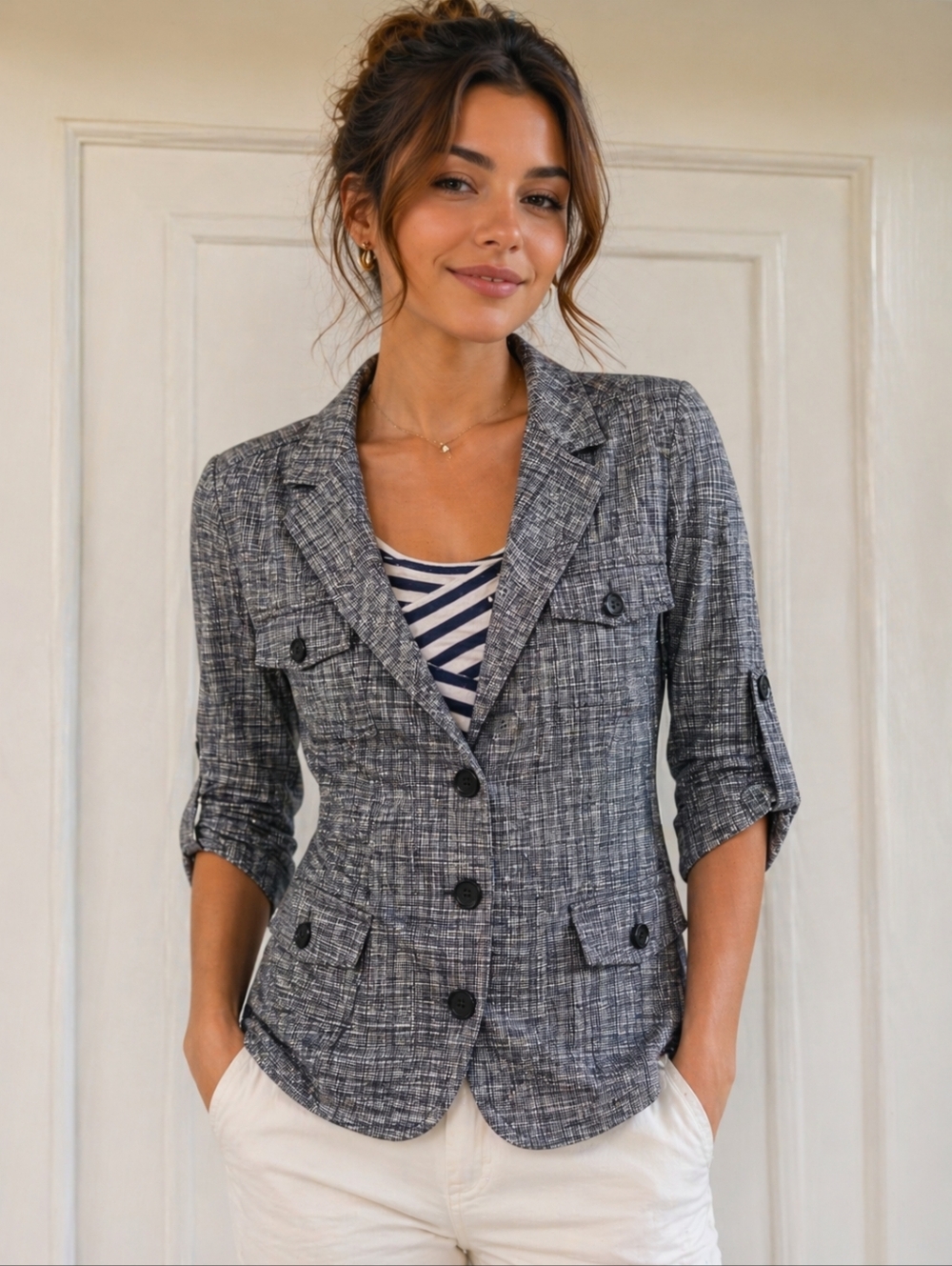 Express Design Studio Gray Textured Blazer Size‎ 8